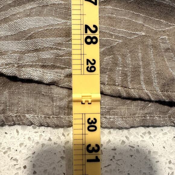 Tasso Elba Mens Linen Silk Blend Shirt XL Beige Brown Palm Leaves Button Up - Picture 7 of 7